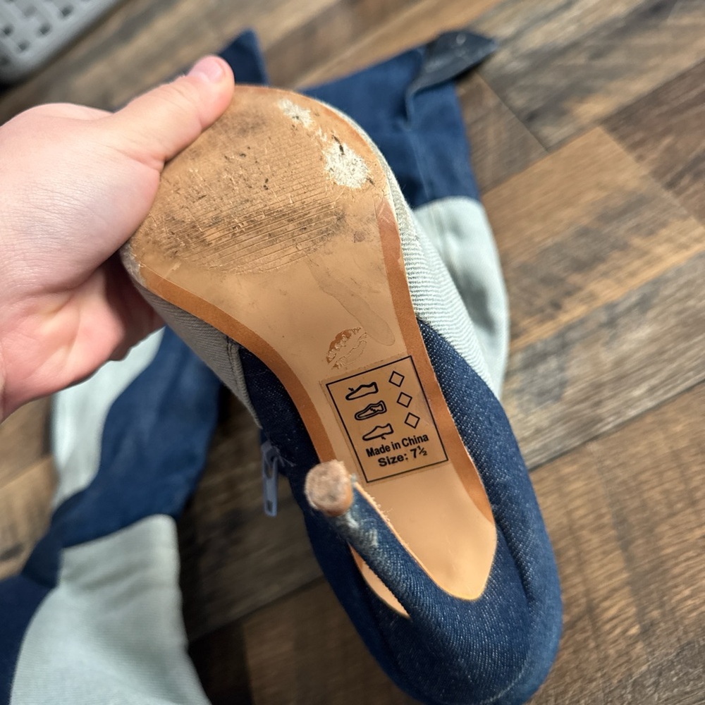 SHOE REPUBLIC / 7.5 Blue denim over the knee boots #denimboots - Picture 4 of 10